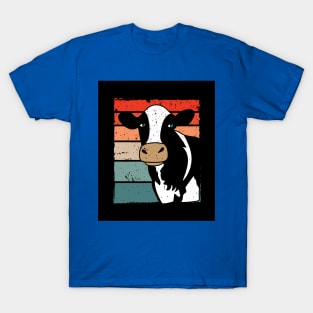 Retro Cow Animal Motif Agriculture T-Shirt